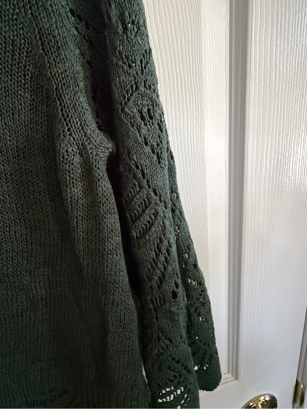 dressbarn Green Open-Front Crochet Hem Cardigan - Picture 5 of 10